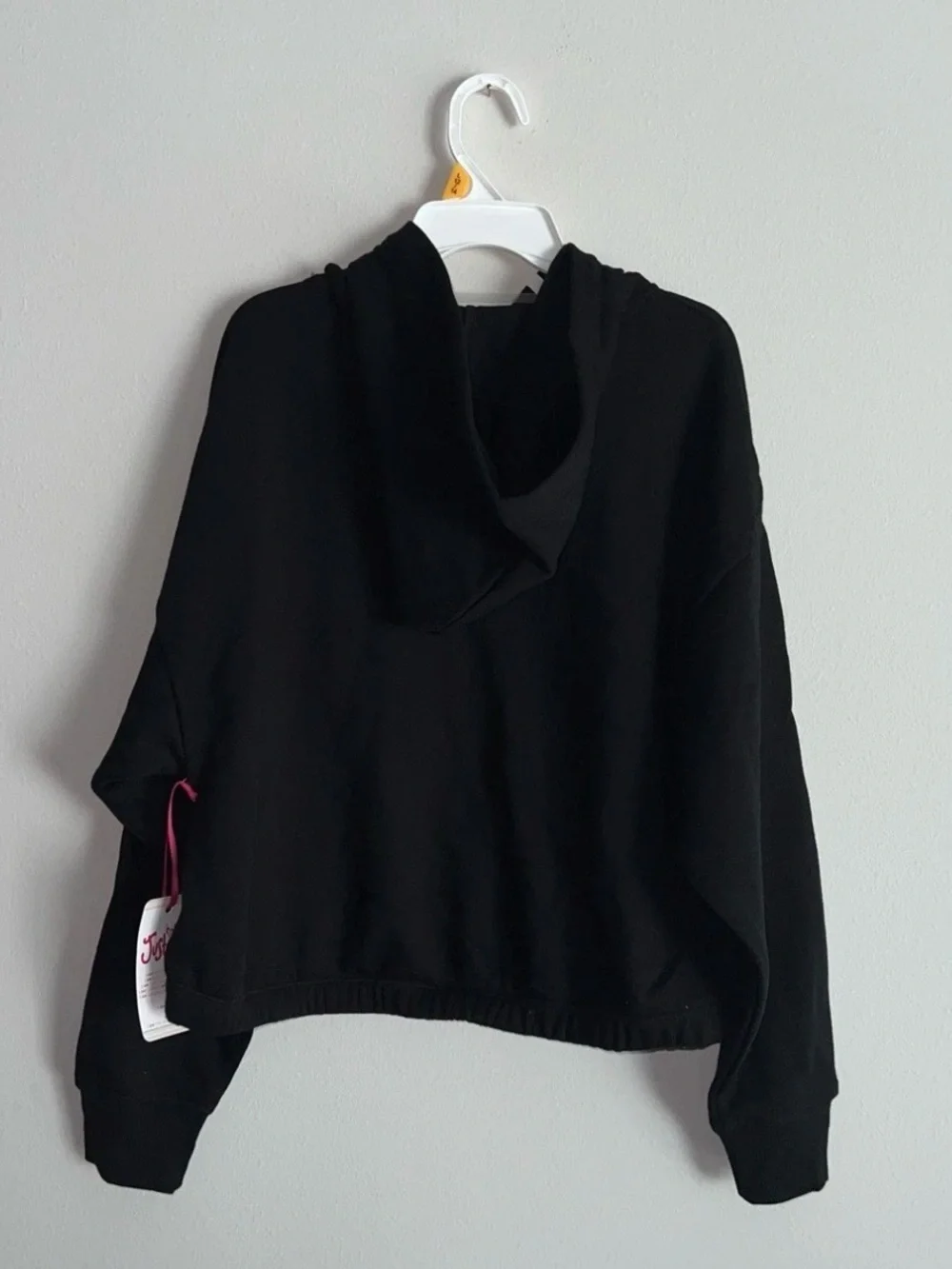 Justice Sport Girls Pullover Fleece Black Hoodie Glitter Logo Size L (12/14) NWT
